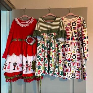 3 Christmas Dresses inc Hanna Andersson, Millie and Lilly, boutique